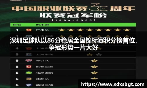 深圳足球队以86分稳居全国锦标赛积分榜首位，争冠形势一片大好
